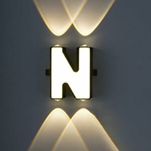 LED Alphabet Wall Lamp Letter Sign Wall Light Black Outside Indoor Decorative Light Letter N