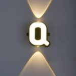 LED Alphabet Wall Lamp Letter Sign Wall Light Black Outside Indoor Decorative Light Letter Q