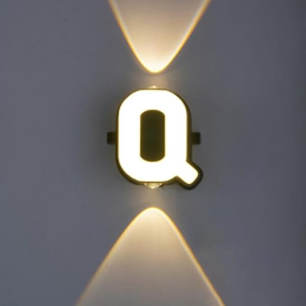 LED Alphabet Wall Lamp Letter Sign Wall Light Black Outside Indoor Decorative Light Letter Q
