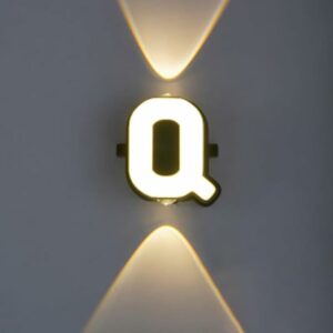 LED Alphabet Wall Lamp Letter Sign Wall Light Black Outside Indoor Decorative Light Letter Q
