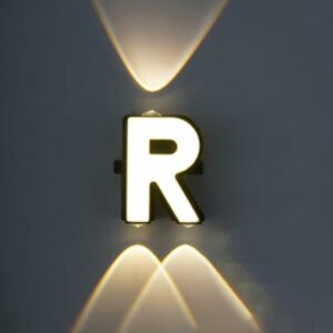 LED Alphabet Wall Lamp Letter Sign Wall Light Black Outside Indoor Decorative Light Letter R