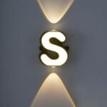 LED Alphabet Wall Lamp Letter Sign Wall Light Black Outside Indoor Decorative Light Letter S