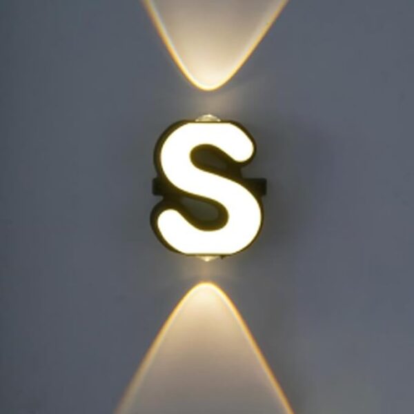 LED Alphabet Wall Lamp Letter Sign Wall Light Black Outside Indoor Decorative Light Letter S