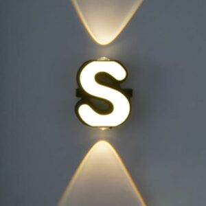 LED Alphabet Wall Lamp Letter Sign Wall Light Black Outside Indoor Decorative Light Letter S