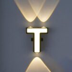 LED Alphabet Wall Lamp Letter Sign Wall Light Black Outside Indoor Decorative Light Letter T
