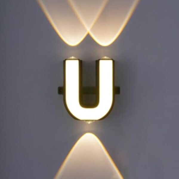 LED Alphabet Wall Lamp Letter Sign Wall Light Black Outside Indoor Decorative Light Letter U