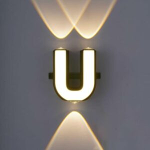 LED Alphabet Wall Lamp Letter Sign Wall Light Black Outside Indoor Decorative Light Letter U