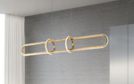 Gold modern slimline curve/linear line feature pendant LED light