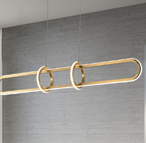 Gold modern slimline curve/linear line feature pendant LED light