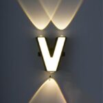 LED Alphabet Wall Lamp Letter Sign Wall Light Black Outside Indoor Decorative Light Letter V