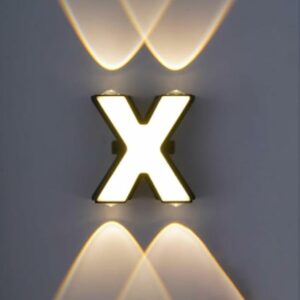 LED Alphabet Wall Lamp Letter Sign Wall Light Black Outside Indoor Decorative Light Letter X