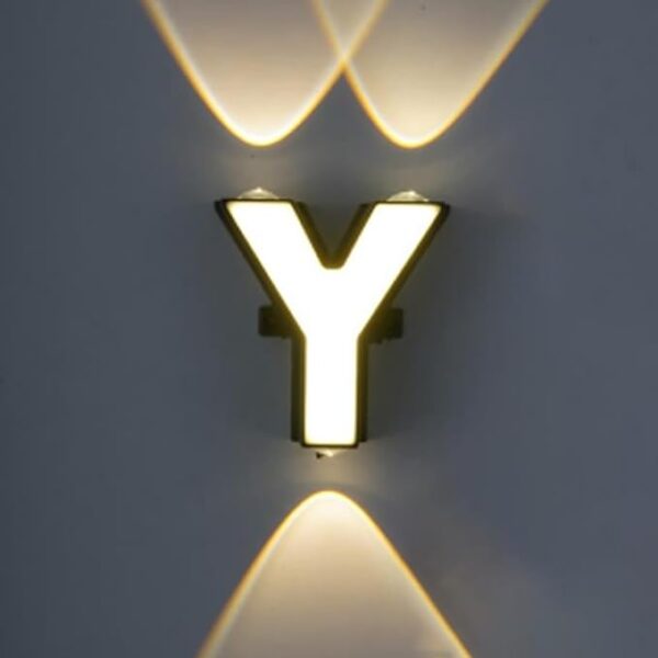 LED Alphabet Wall Lamp Letter Sign Wall Light Black Outside Indoor Decorative Light Letter Y