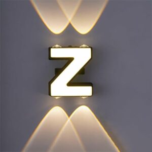 LED Alphabet Wall Lamp Letter Sign Wall Light Black Outside Indoor Decorative Light Letter Z