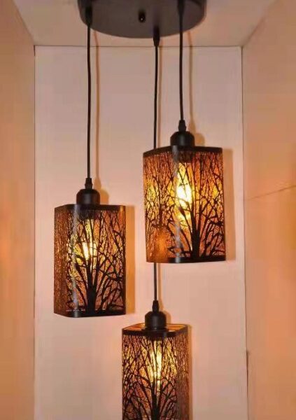 CENSEE Vintage Retro 3 way square red ceiling pendant