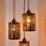 CENSEE Vintage Retro 3 way square red ceiling pendant