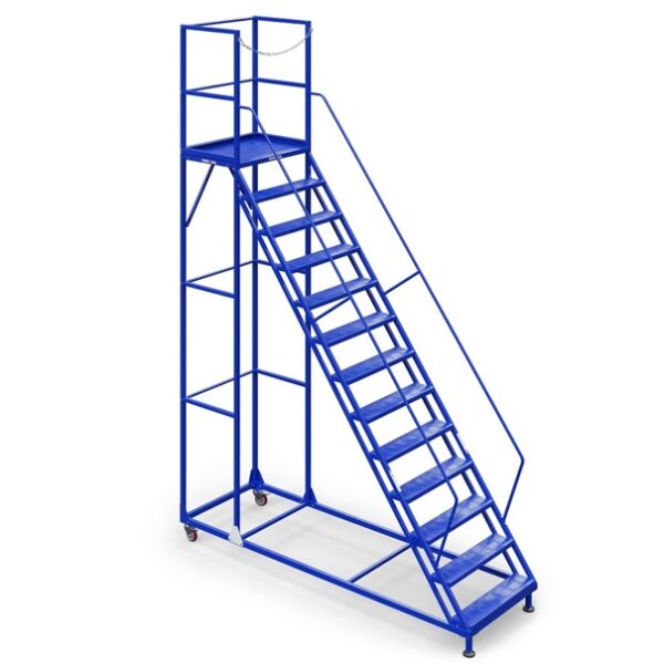 19 Steps Steel Rolling Platform Ladder - 5.9 mtr Height