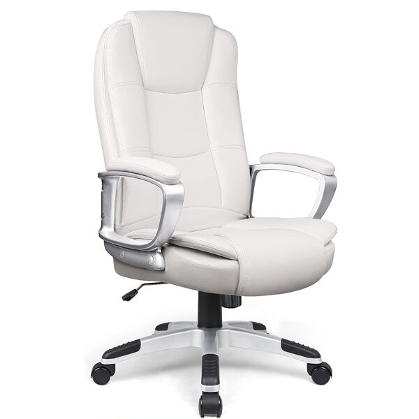 Executive Office Swivel Chair White Highback Design