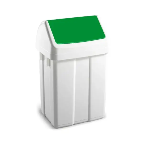 BIN WITH SWING GREEN LID 12L
