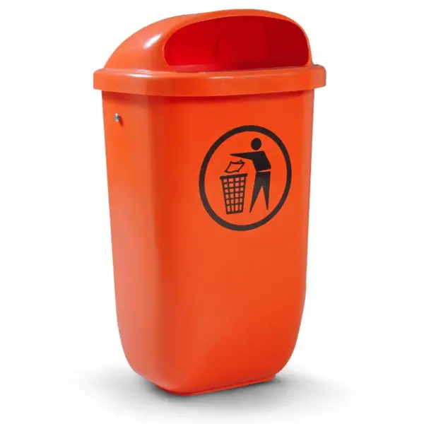 Pole Mounted Bin Orange 50 Litre