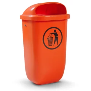 Pole Mounted Bin Orange 50 Litre
