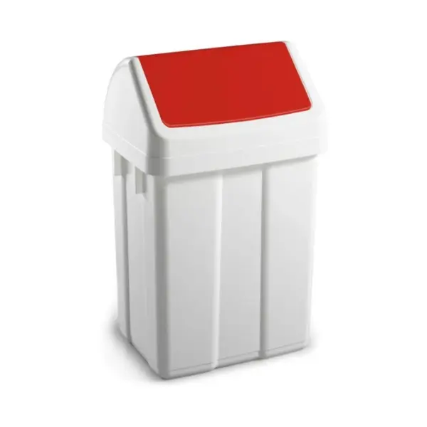 BIN WITH SWING RED LID 12L