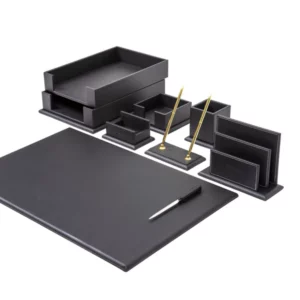 Desktop Set Black – 9-Piece Office Stationery Set