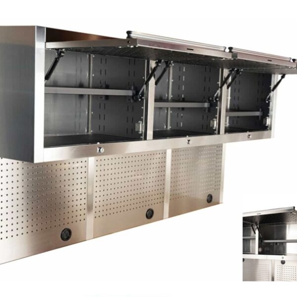 Stainless Steel Pegboard & Cabinet Set