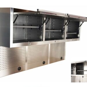 Stainless Steel Pegboard & Cabinet Set