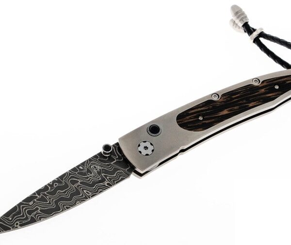 William Henry B10 Lancet - Black Palm - Chad Nichols Intrepid Damascus - Black Onyx Thumb Stud & Button Lock 38/100