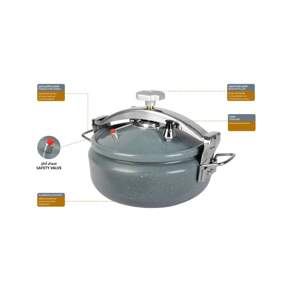 Short Aluminum Pressure Cooker Ceramic Coated - Image 5