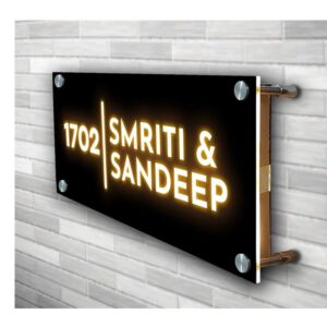 Engraved Name Plate with LED Light for Home & Business