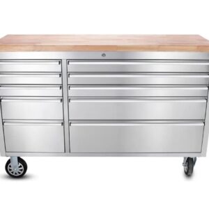 55" Stainless Steel 10 Drawers Tool Chest Trolley