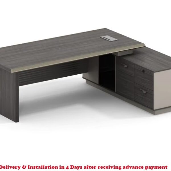 Executive Office Desk with Side Cabinet Front View