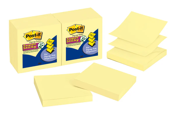 3M Post-it Pop-up Notes R330 3x3 Canary Yellow 12-Pack
