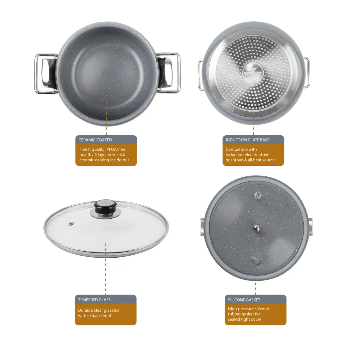 Aluminum Pressure Cooker Ceramic Coated 11L - Image 3