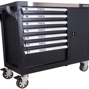 7 Drawers Workshop Cabinet Trolley Black