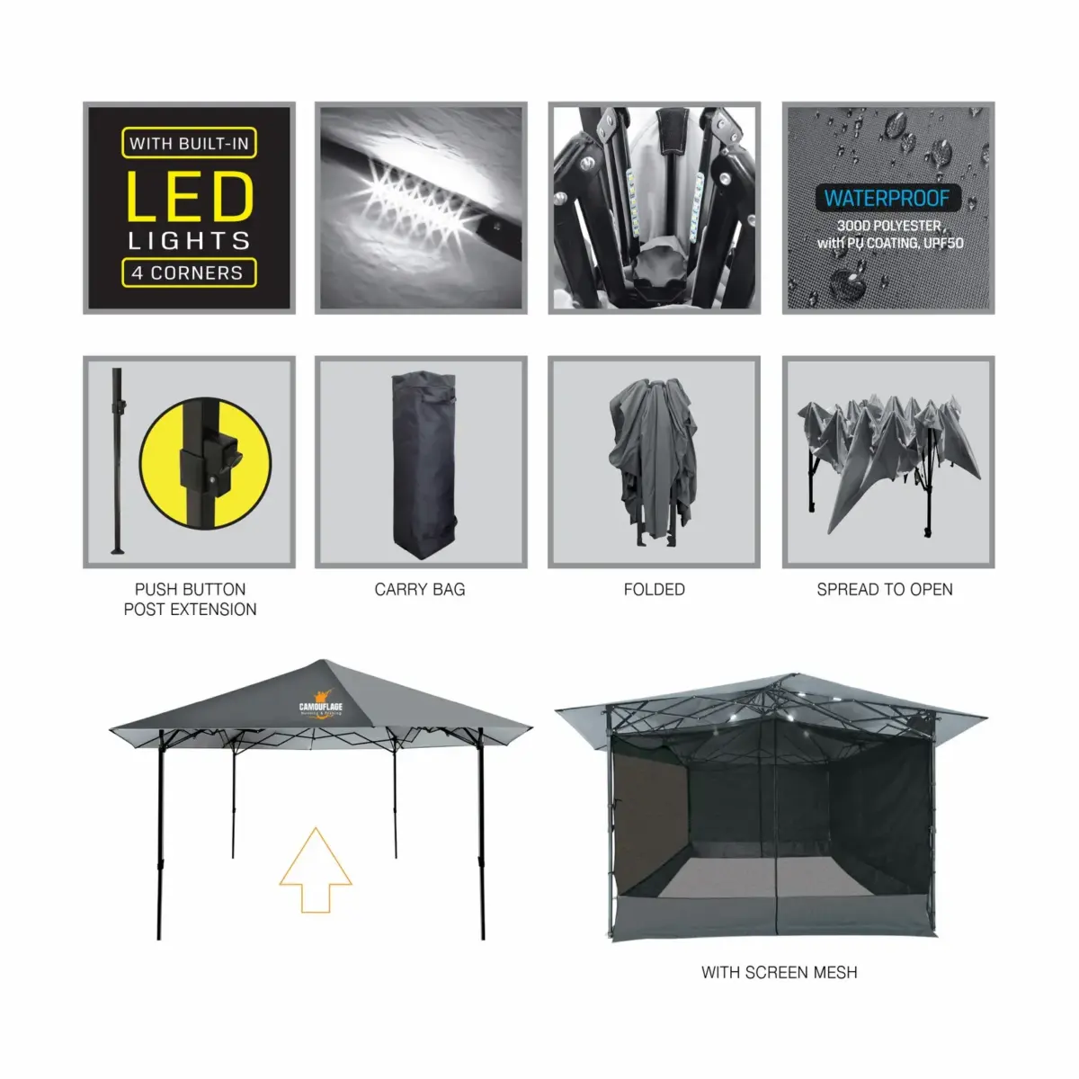 Hexagonal Outdoor Umbrella With LED Lights - Image 2