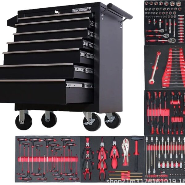 7 Drawers Workshop Tool Trolley with 258pcs Tools