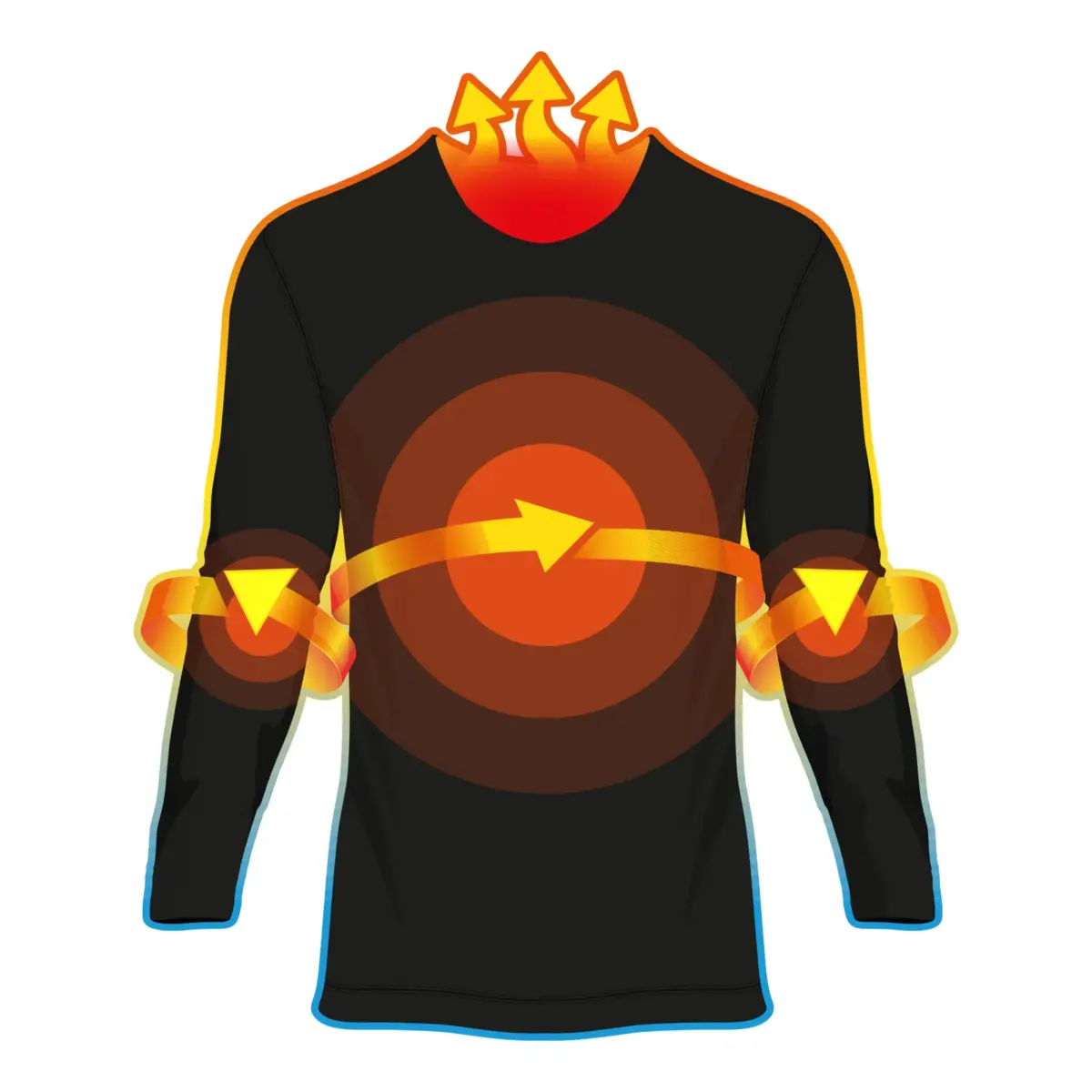 Thermal Insulated Long Sleeve Vest Double Layer - L Black - Image 2