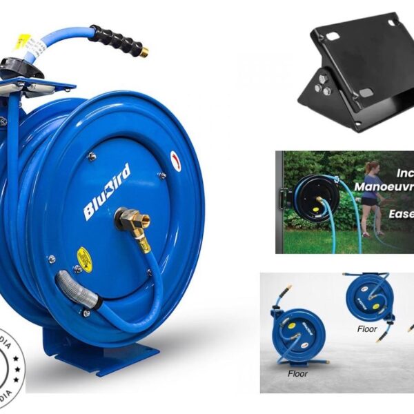 Blubird 20m Premium Air Hose Reel with Swivel Stand