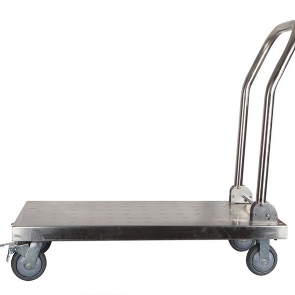 Foldable Stainless Steel Trolley with Platform 60 x 100 cm