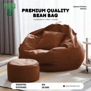 Premium Quality Bean Bag with Beans, Pillow & Footrest 3