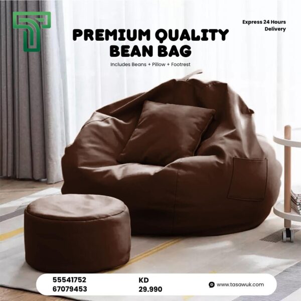 Premium Quality Bean Bag with Beans, Pillow & Footrest 4