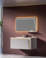Modern Bathroom Cabinet with LED Mirror and Faucet