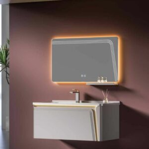 Modern Bathroom Cabinet with LED Mirror and Faucet