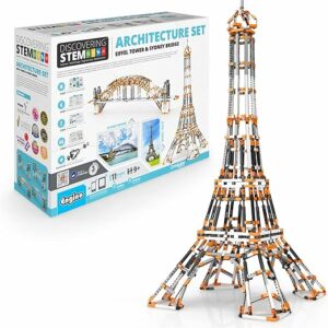 Engino ENG-STEM55 Discovering Stem Sydney Harbour Bridge and Eiffel Tower Construction, Blue, Architecture Set