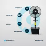 Powerology Industrial Fan Mist Spray & Humidifier - Black - Image 2