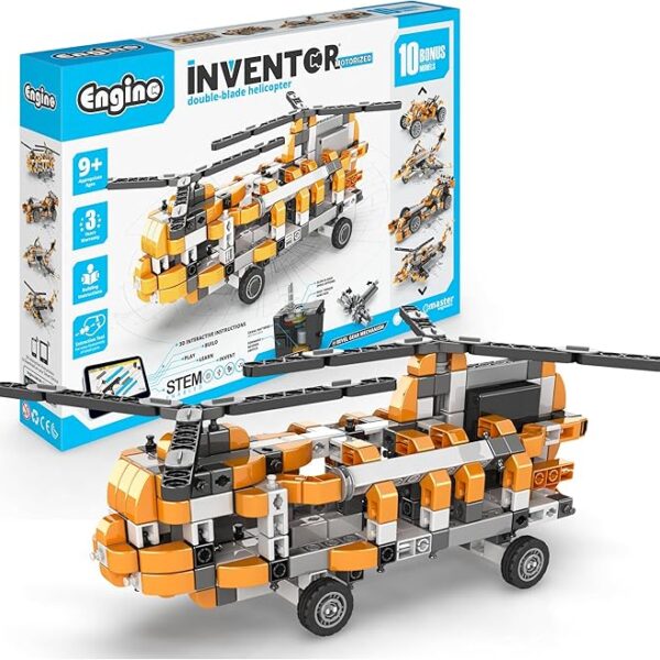 Engino Inventor STEM Toys, Motorized Double-Blade Helicopter, Construction Toys for Kids 9+, Building Kit, STEM Kits, Gifts for Boys & Girls