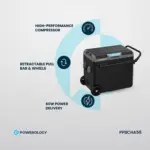 Powerology Dual Compartment Smart Fridge and Freezer 60L - Gray - Image 3