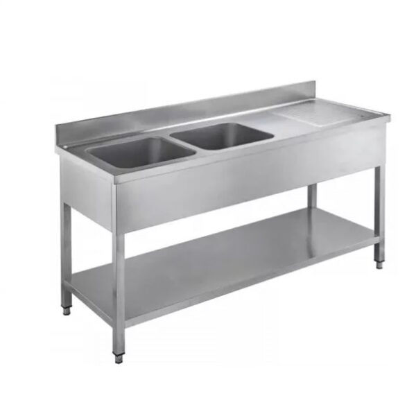 Stainless Steel Two Bowl Kitchen Sink with Table
